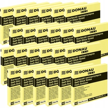 BLOCZEK SAMOPRZYLEPNY DONAU ECO, 76X76MM, 10x100 KART., JASNOŻÓŁTY