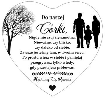 Серебряный стальной кулон в форме сердца для дочери от родителей с гравировкой на коробке