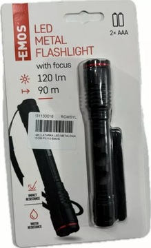 LATARKA METALOWA LED 120 LM 2× AAA Z ZOOMEM