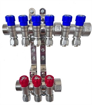 X-HOME ROZDZIELACZ PEX 1” x 16 mm 6 OBWODY WODY ZIMNEJ 3 OBWODY CIEPŁEJ