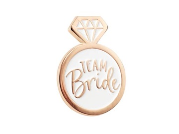 Przypinka Team Bride Wieczór Panieński rose gold