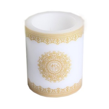 ŚWIECA/LAMPION zapachowa Komunia IHS 12cmx10cm