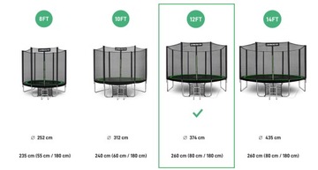 САДОВЫЙ батут С НАРУЖНОЙ СЕТКОЙ ДЛЯ ДЕТСКОГО САДА 12 ФУТОВ 374 СМ