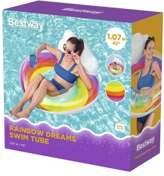 DUŻE DMUCHANE KOLOROWE KÓŁKO DO PŁYWANIA KOŁO BESTWAY 43647