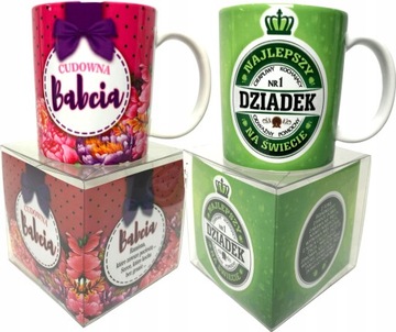 2 KUBKI prezent na DZIEŃ BABCI DZIADKA babcia 1-99