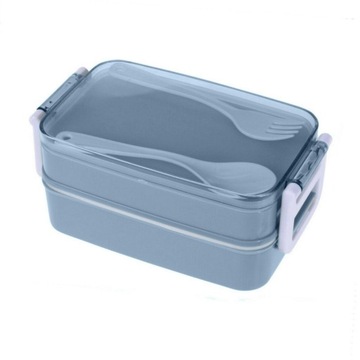 ŚNIADANIÓWKA LUNCHBOX POJEMNIK NA ŚNIADANIE NIEBIESKA PIĘTROWA