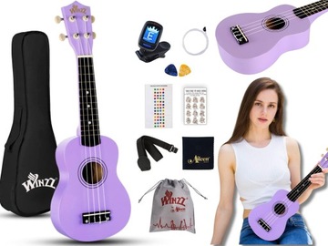 UKULELE SOPRANOWE Fioletowe + GRATIS ZESTAW AKCESORIÓW POKROWIEC KOSTKI