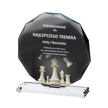 Statuetka nagroda szklana dla trenera laureata turniej szachowy szachy
