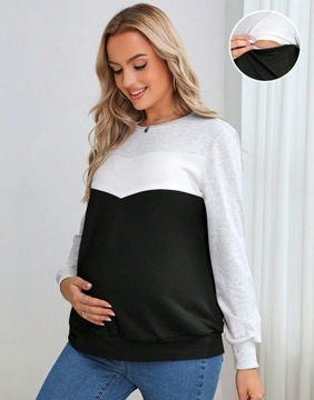 CIĄŻOWA KLASYCZNA BLUZA DRESOWA GŁADKA PROSTA DŁUGI RĘKAW SUWAKI SHEIN 36