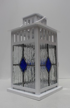 Витражный фонарь Синий акцентный фонарь для сада и дома