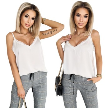 Elegancka KOBIECA Bluzka TOP Satynowy KORONKA UNI