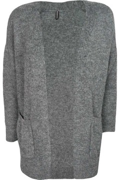 H&M Kobiecy Luźny Sweter Włochata Narzutka Oversize Grafitowa L 40