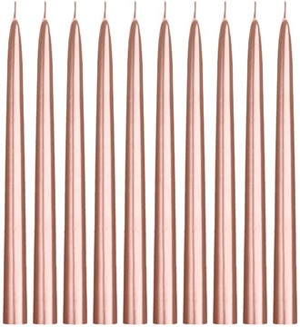 ŚWIECZKI ŚWIECE STOŁOWE STOŻKOWE RÓŻOWE ZŁOTO ROSE GOLD ZŁOTE 24 CM 10 SZT