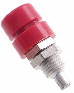 Gniazdo izolowane 4 mm M6, lutowane, 32A, czerwone