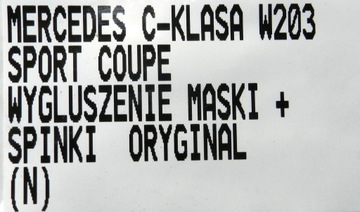 MERCEDES TŘÍDA C W203 SPORT COUPE TLUMENÍ KAPOTY + SPONKY