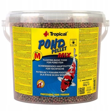 Tropical Pond Pellet Mix M 5L - 550g Pokarm dla ryb