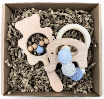 Серые прорезыватели для ребенка, набор из двух штук в коробке.