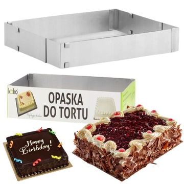 Tortownica Forma do ciasta regulowana opaska blacha prostokątna Koko