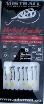 MISTRALL PRZYPON HAK 6 METHOD FEEDER Z GUMKĄ 30 cm