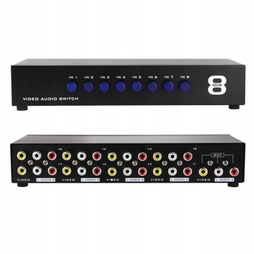 8 portów Composite Video Audio 3 Przełącznik RCA A
