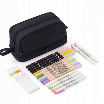 черный ШКОЛА Пенал с четырьмя отделениями, многофункциональный, вместительный