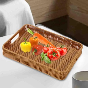 Kuchenna taca do przechowywania, ręcznie tkana, duża, z owocami
