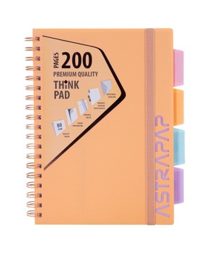 kołozeszyt B5 200str. kratka PP Pastel pomara 5711