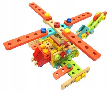 БОЛЬШИЕ КОНСТРУКЦИОННЫЕ БЛОКИ ДЕРЕВЯННАЯ ИГРУШКА 138 ШТ.