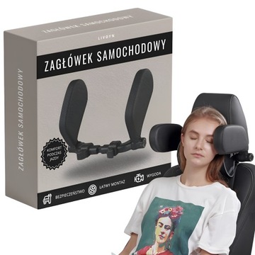 ZAGŁÓWEK OPARCIE NA GŁOWĘ DO SAMOCHODU REGULOWANE KOMFORTOWE PODRÓŻE CZARNY