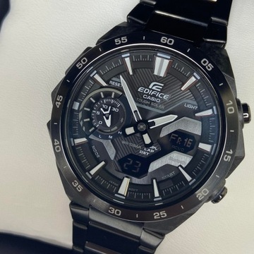 CASIO zegarek męski ECB-2200DC-1AEF czarny pasek ze stali nierdzewnej