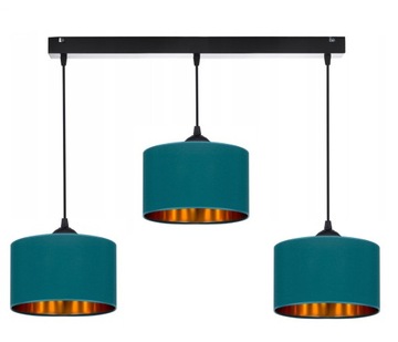 LAMPA WISZĄCA SUFITOWA ŻYRANDOL TURKUSOWO - ZŁOTY