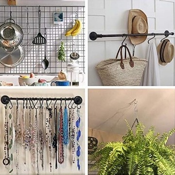 HACZYK WIESZAK UCHWYT WIELOFUNKCYJNY RELING KUCHENNY CZARNE 10 CM 6 SZTUK