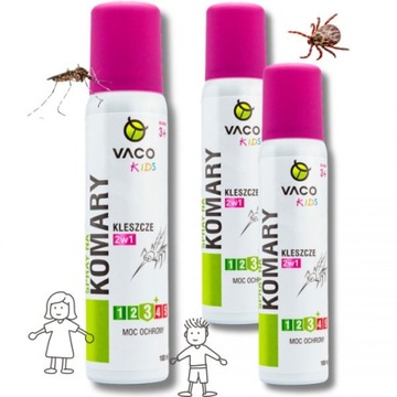 VACO Spray Na Komary Dla Dzieci Kleszcze Meszki Vaco Kids 100 ml x 3 sztuki