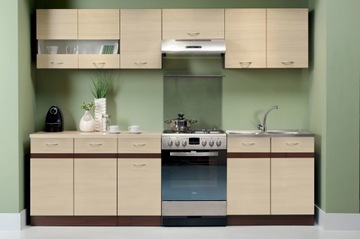 Zestaw Kuchnia ELIZA 260cm rijeka jasna/dąb wenge