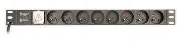 GEMBIRD Listwa zasilająca do szaf rack 1U 8 gniazd FR PDU 16A 3m aluminiowa