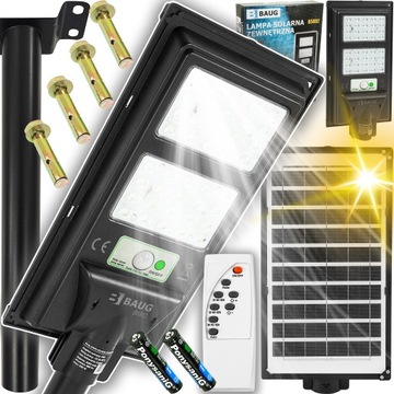 LAMPA SOLARNA Z CZUJNIKIEM RUCHU ZMIERZCHU LED ZEWNĘTRZNA OGRODOWA + PILOT
