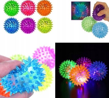 СВЕТЯЩИЙСЯ ШАР С ШИПАМИ РЕЗИНОВЫЙ ШАР-ЕЖ 5,5 СМ МЯГКИЙ