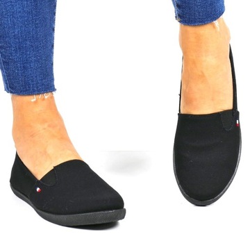 SLIP ON BUTY DAMSKIE TENISÓWKI WSUWANE BUTY SPORTOWE CZARNE WYGODNE