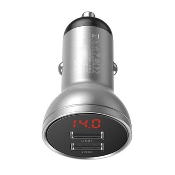 SZYBKA ŁADOWARKA SAMOCHODOWA BASEUS 2xUSB 4.8A LCD