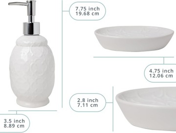 НАБОР АКСЕССУАРОВ ДЛЯ ВАННОЙ КОМНАТЫ КЕРАМИЧЕСКИЙ ДИЗАЙН, ИЗ 4 ПРЕДМЕТОВ, БЕЛЫЙ