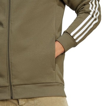 Bluza męska adidas Essentials Fleece 3-Stripes Full-Zip zielona IJ6492 S