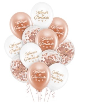 Balony Wieczór Panieński rose gold 12szt