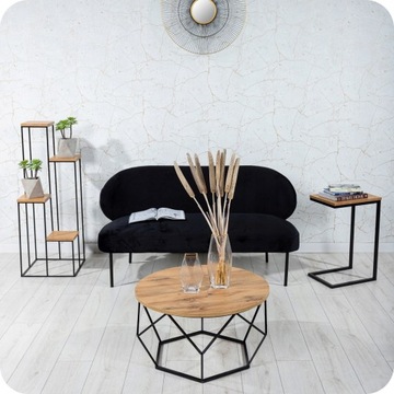 Подставка для цветов Каскад 110 см черная со столешницей МДФ LOFT