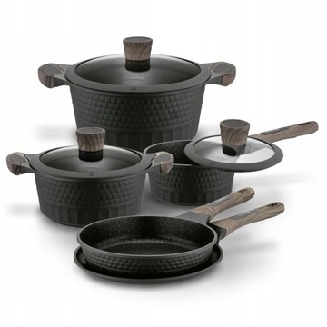 НАБОР ГОРШКОВ ИЗ МРАМОРА STARKE PRO С РЕСНЕНИЕМ, 8 ПРЕДМЕТОВ