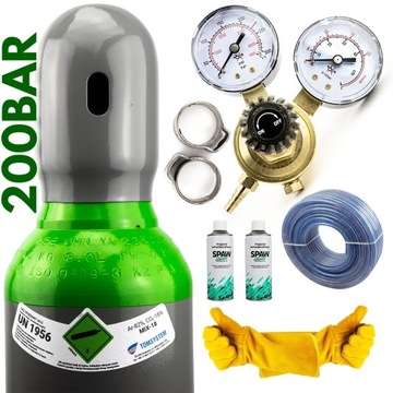 ZESTAW– MIX BUTLA 8L 200 BAR (ARGON 82%+CO2 18%- PEŁNA)+ AKCESORIA+ SPAWMIX