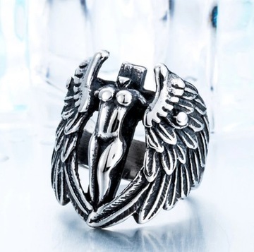 Кольцо-печатка Fallen Angel в стиле панк, готический подарок