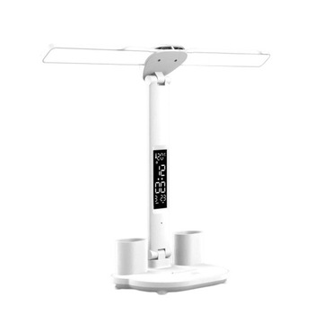 LED Desk Lamp Rechargeable with Clock Date Temperature with Pen Holder