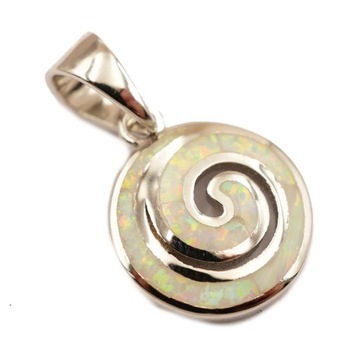 Srebrny wisiorek 925-opal australijski-spirala