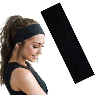 CZARNA OPASKA DO WŁOSÓW GŁOWĘ USZY WĄSKA GŁADKA WŁOSY MATERIAŁOWA