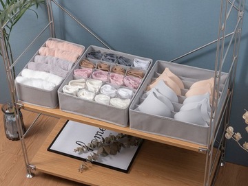 3x ВСТАВКА-ОРГАНИЗАТОР ДЛЯ БЕЛЬЯ В ЯЩИК ГАРДЕРОБА серый